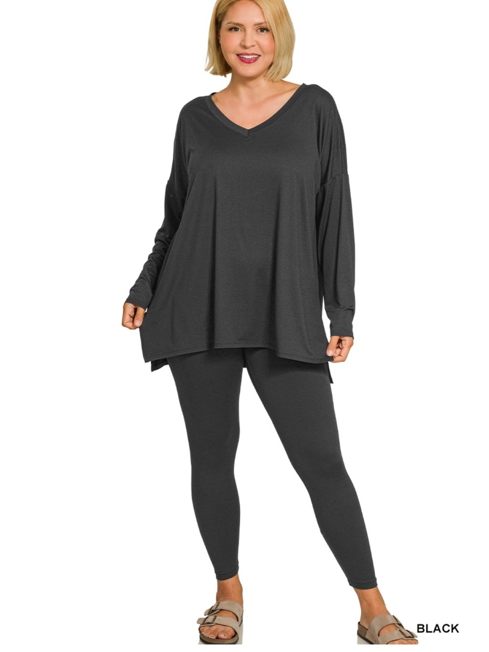 New!LAST ONE Size Black brushed microfiber Oversized Top & Leggings Set SZ 3X